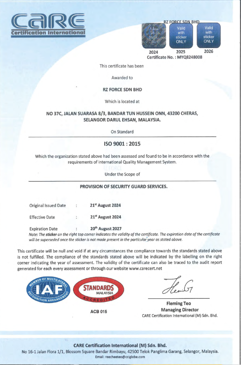 ISO 9001 Certification